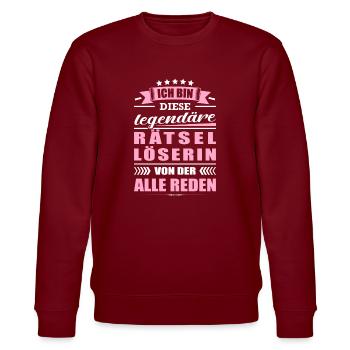 Ich Bin Diese Legendäre Rätsellöserin Rätsel - Stanley/Stella Unisex Bio-Sweatshirt CHANGER  - Burgunderrot - Vorne - Nik (191cm) & Marisol (170cm)