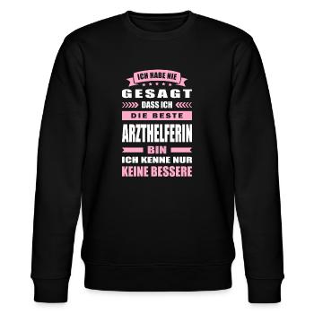 Ich Habe Nie Gesagt Die Beste Arzthelferin Bin - Stanley/Stella Unisex Bio-Sweatshirt CHANGER  - Schwarz - Vorne - Nik (191cm) & Marisol (170cm)