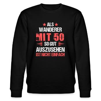 Mit 50 gut aussehender Wanderer - Stanley/Stella Unisex Bio-Sweatshirt CHANGER  - Schwarz - Vorne - Nik (191cm) & Marisol (170cm)