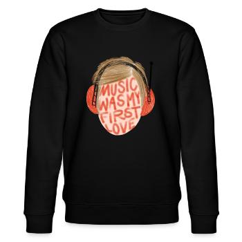 MUSIC WAS MY FIRST LOVE - Stanley/Stella CHANGER Unisex Organic Sweatshirt - black - Front - Nik (191cm) & Marisol (170cm)