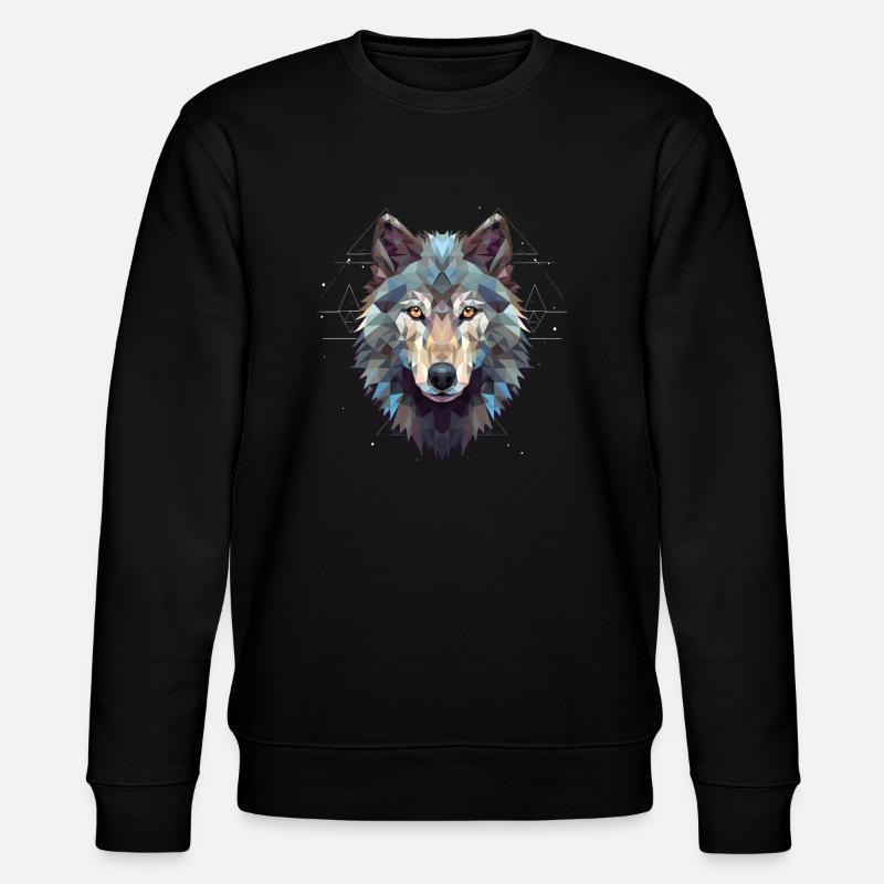 Geometrischer Wolfskopf - Stanley/Stella Unisex Bio-Sweatshirt CHANGER  - Schwarz