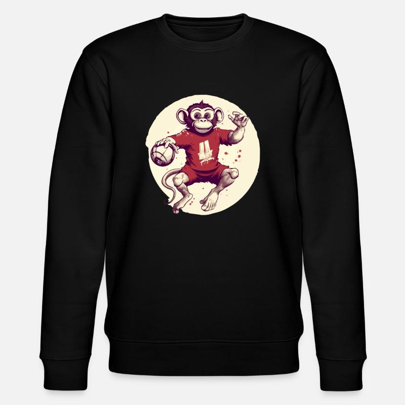 Zozo der Affe im Handball - Stanley/Stella Unisex Bio-Sweatshirt CHANGER  - Schwarz