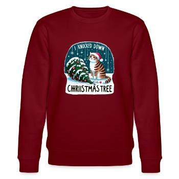 Ich habe den Weihnachtsbaum umgeworfen - Stanley/Stella Unisex Bio-Sweatshirt CHANGER  - Burgunderrot - Vorne - Nik (191cm) & Marisol (170cm)