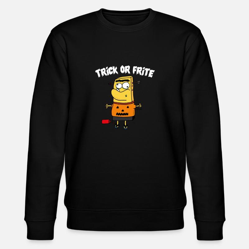 TRICK ODER POMMES WEISS - Stanley/Stella Unisex Bio-Sweatshirt CHANGER  - Schwarz