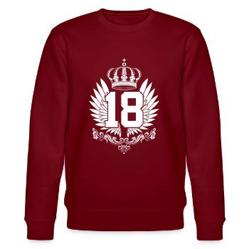 18. GEBURTSTAG 18 JAHRE - Stanley/Stella Unisex Bio-Sweatshirt CHANGER  - Burgunderrot - Vorne - Nik (191cm) & Marisol (170cm)