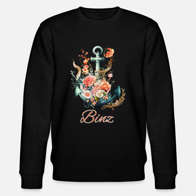 Ancre Binz avec fleurs - Sweat bio CHANGER Stanley/Stella Unisexe - noir