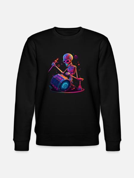 Skeleton Drummer Music Drums - Stanley/Stella CHANGER Unisex Organic Sweatshirt - black