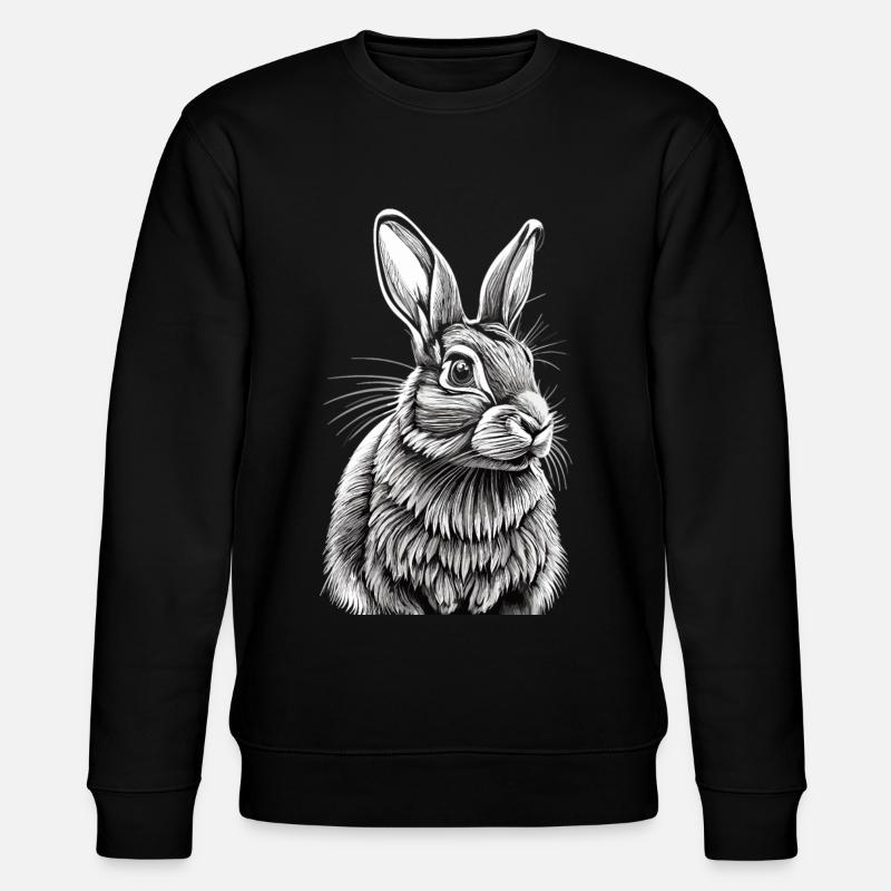 Rabbit Portrait - Stanley/Stella CHANGER Unisex Organic Sweatshirt - black