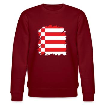 Bremen Flagge Bremer Fahne - Stanley/Stella Unisex Bio-Sweatshirt CHANGER  - Burgunderrot - Vorne - Nik (191cm) & Marisol (170cm)