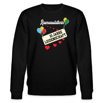Raumausstatterin 10 jähriges Jubiläum Jubi 10. - Stanley/Stella Unisex Bio-Sweatshirt CHANGER  - Schwarz - Vorne - Nik (191cm) & Marisol (170cm)