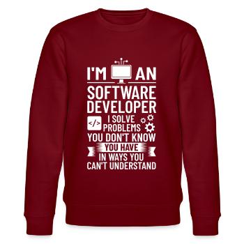 Software Entwicklung Softwareentwickler Entwickler - Stanley/Stella Unisex Bio-Sweatshirt CHANGER  - Burgunderrot - Vorne - Nik (191cm) & Marisol (170cm)