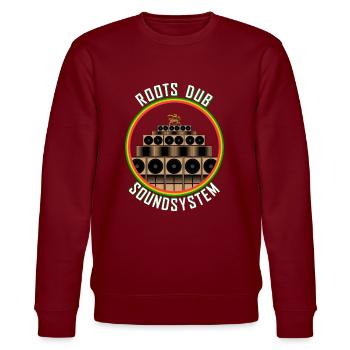 Roots Dub sound system - Stanley/Stella CHANGER Unisex Organic Sweatshirt - burgundy - Front - Nik (191cm) & Marisol (170cm)