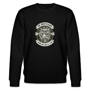 Astronaut Totenkopf Space - Stanley/Stella Unisex Bio-Sweatshirt CHANGER  - Schwarz - Vorne - Nik (191cm) & Marisol (170cm)