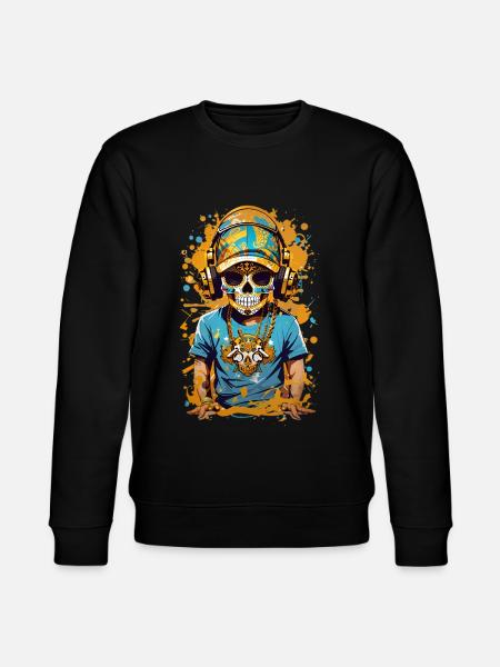 Golden Sugar Skull - Stanley/Stella CHANGER Unisex Organic Sweatshirt - black
