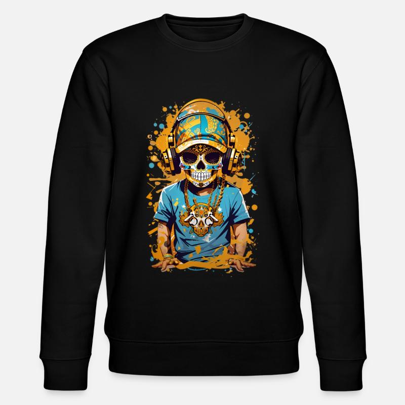 Goldene Zucker Schädel - Stanley/Stella Unisex Bio-Sweatshirt CHANGER  - Schwarz