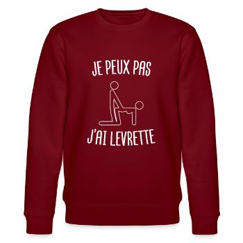 je peux pas levrette | cadau beauf sexe - Sweat bio CHANGER Stanley/Stella Unisexe - bordeaux - Devant - Nik (191cm) & Marisol (170cm)
