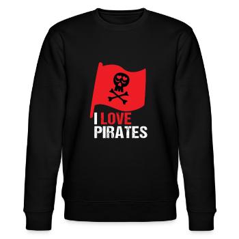 I LOVE PIRATES - Sweat bio CHANGER Stanley/Stella Unisexe - noir - Devant - Nik (191cm) & Marisol (170cm)