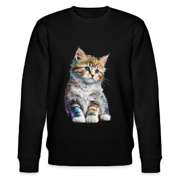 Adorable little cat meow Funny gifts - Stanley/Stella CHANGER Unisex Organic Sweatshirt - black - Front - Nik (191cm) & Marisol (170cm)