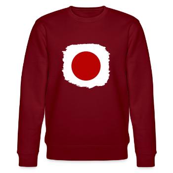Japan Flag Used Look Nihon Japanese Flag - Stanley/Stella CHANGER Unisex Organic Sweatshirt - burgundy - Front - Nik (191cm) & Marisol (170cm)