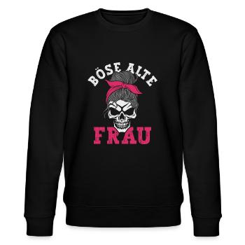 Böse Alte Frau Sarkasmus - Stanley/Stella Unisex Bio-Sweatshirt CHANGER  - Schwarz - Vorne - Nik (191cm) & Marisol (170cm)