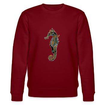 Mechanisches Seepferdchen Meerestier Motiv - Stanley/Stella Unisex Bio-Sweatshirt CHANGER  - Burgunderrot - Vorne - Nik (191cm) & Marisol (170cm)