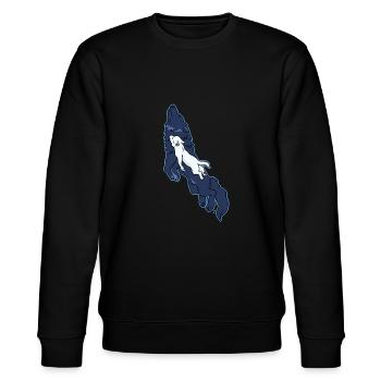Wolf Fliegen Baby Wolf Zeichnung Motiv - Stanley/Stella Unisex Bio-Sweatshirt CHANGER  - Schwarz - Vorne - Nik (191cm) & Marisol (170cm)