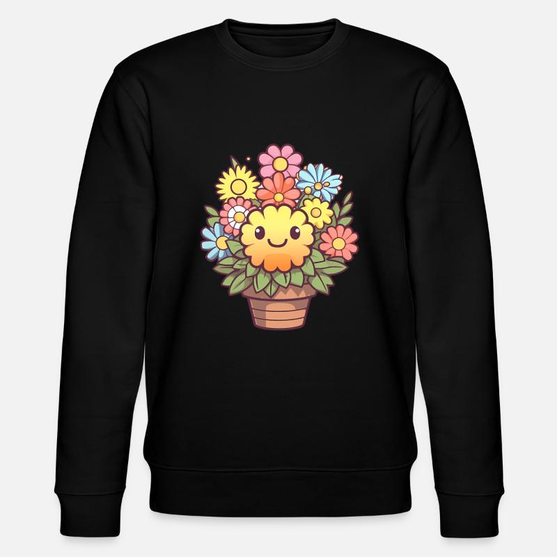 süßer kawaii Blumenstrauß - Stanley/Stella Unisex Bio-Sweatshirt CHANGER  - Schwarz