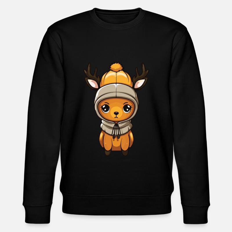 Reh Niedlich Comic Winter - Stanley/Stella Unisex Bio-Sweatshirt CHANGER  - Schwarz