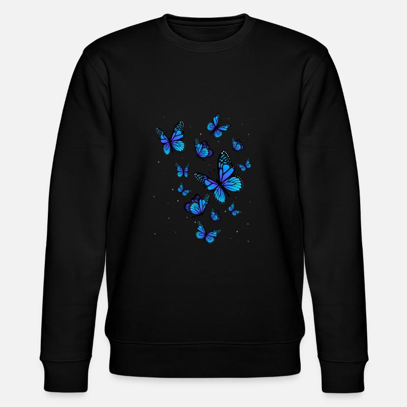 Papillon bleu art jardin nature - Sweat bio CHANGER Stanley/Stella Unisexe - noir