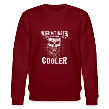 Father me beard beard wearer Papa fathers with full beard - Stanley/Stella CHANGER Unisex Organic Sweatshirt - burgundy - Front - Nik (191cm) & Marisol (170cm)