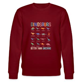 Cool Dinosaur Fan Dino Boys Trex - Stanley/Stella CHANGER Unisex Organic Sweatshirt - burgundy - Front - Nik (191cm) & Marisol (170cm)