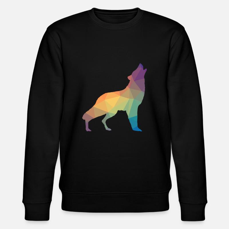 Wolf Mosaik, Silhouette, Profil - Stanley/Stella Unisex Bio-Sweatshirt CHANGER - Schwarz