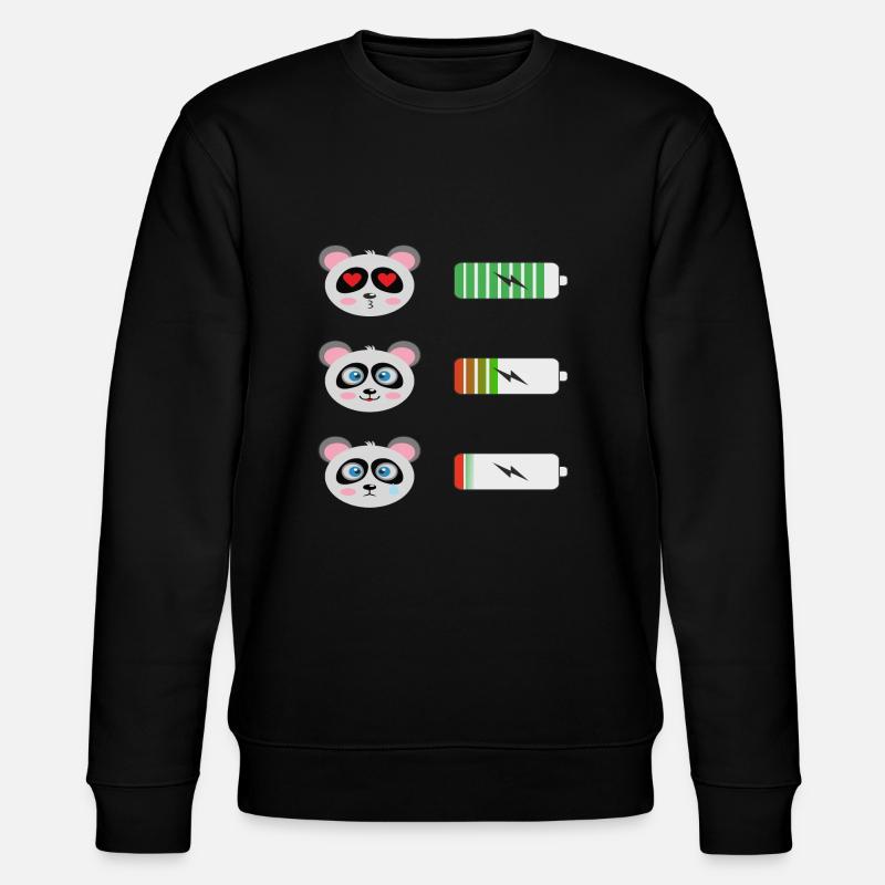 Panda Batterie Shirt - Stanley/Stella Unisex Bio-Sweatshirt CHANGER  - Schwarz