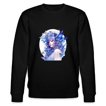 Morpho butterflies - Sweat bio CHANGER Stanley/Stella Unisexe - noir - Devant - Nik (191cm) & Marisol (170cm)