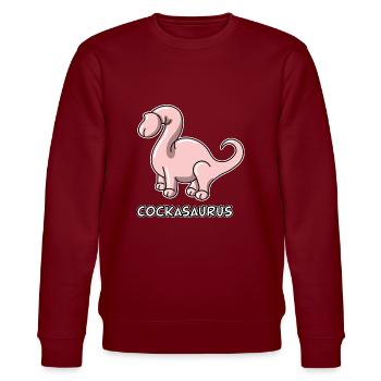 penis dino cockasaurus penisaurus dickosaurus - Stanley/Stella CHANGER Unisex Organic Sweatshirt - burgundy - Front - Nik (191cm) & Marisol (170cm)