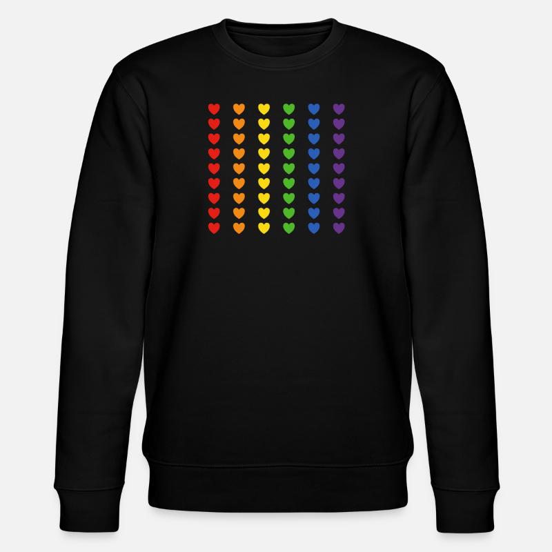 Drapeau arc-en-ciel coeurs - Sweat bio CHANGER Stanley/Stella Unisexe - noir