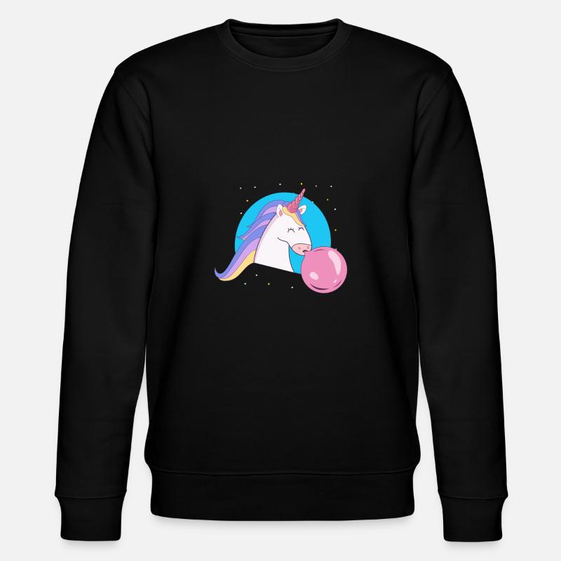 Einhorn mit Kaugummiblase - Stanley/Stella Unisex Bio-Sweatshirt CHANGER  - Schwarz