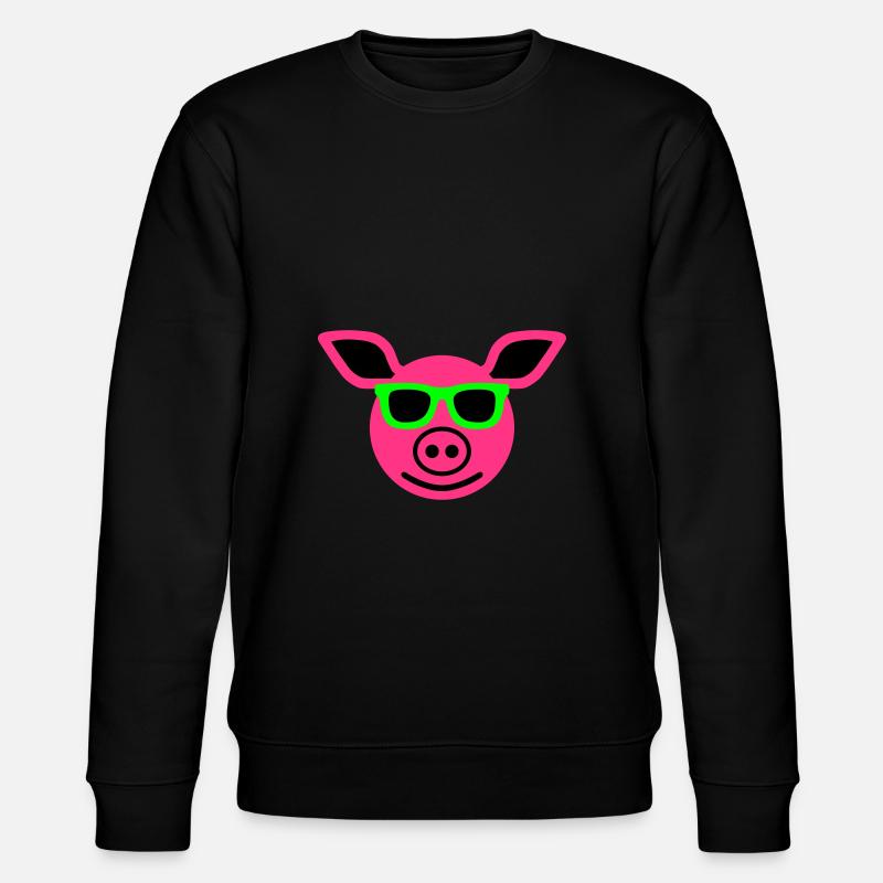 Schwein mit Sonnenbrille - Stanley/Stella Unisex Bio-Sweatshirt CHANGER - Schwarz