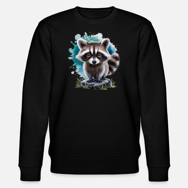 Süßer Waschbär - Stanley/Stella Unisex Bio-Sweatshirt CHANGER - Schwarz