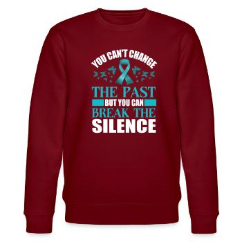 Sexual assault awareness Sexual abuse - Stanley/Stella CHANGER Unisex Organic Sweatshirt - burgundy - Front - Nik (191cm) & Marisol (170cm)