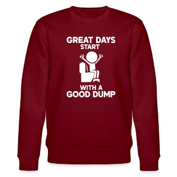 Poop Pooped Pooping - Stanley/Stella Unisex Bio-Sweatshirt CHANGER  - Burgunderrot - Vorne - Nik (191cm) & Marisol (170cm)