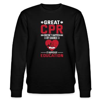 CPR Instructor EMT Training - Stanley/Stella CHANGER Unisex Organic Sweatshirt - black - Front - Nik (191cm) & Marisol (170cm)