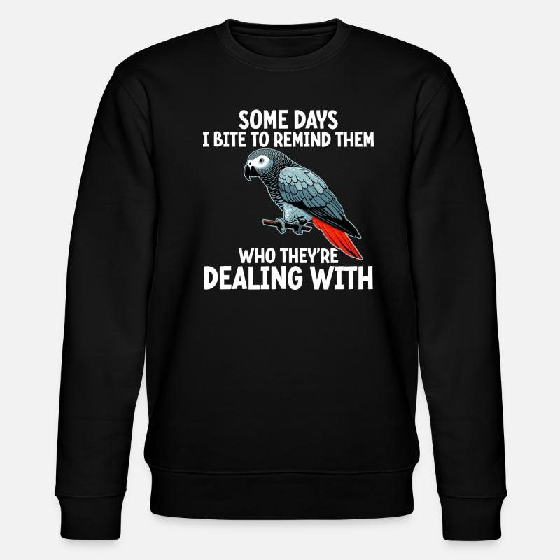 African Grey Parrot - Stanley/Stella CHANGER Unisex Organic Sweatshirt - black