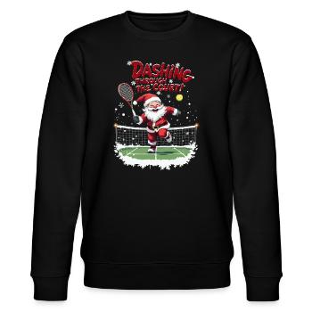 Tennis Weihnachten Tennis Court Dashing through - Stanley/Stella Unisex Bio-Sweatshirt CHANGER  - Schwarz - Vorne - Nik (191cm) & Marisol (170cm)