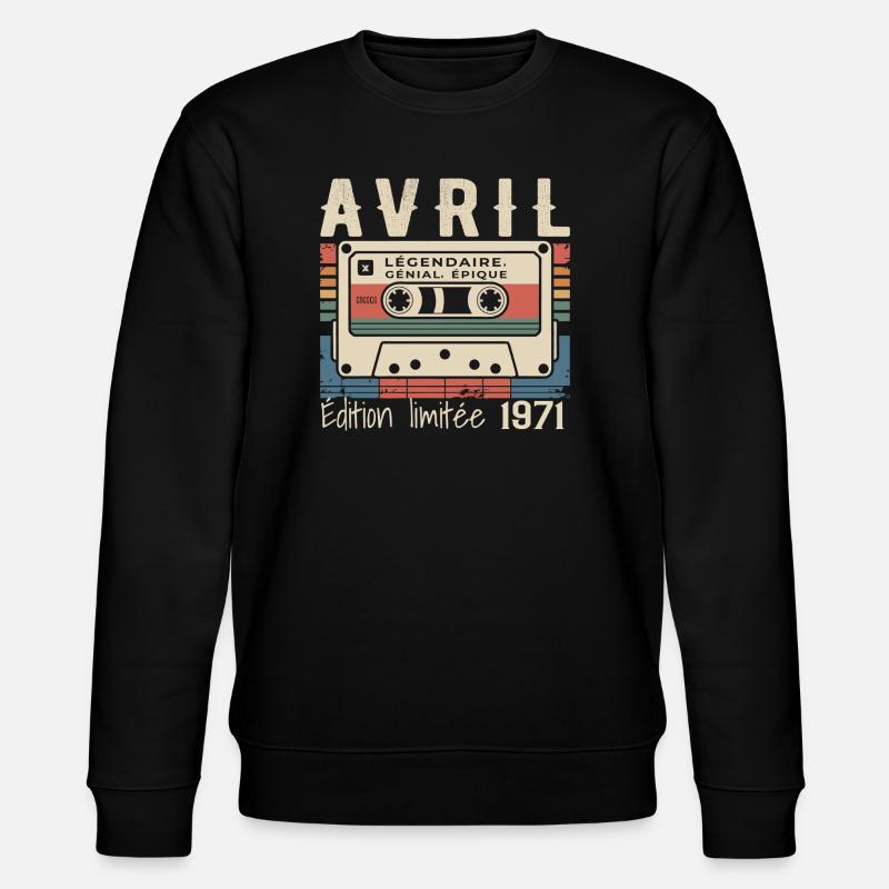 avril 1971 April 1971  - Sweat bio CHANGER Stanley/Stella Unisexe - noir