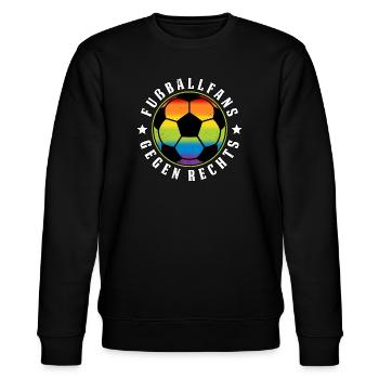 Fußballfans Gegen Rechts Statement Design - Stanley/Stella Unisex Bio-Sweatshirt CHANGER  - Schwarz - Vorne - Nik (191cm) & Marisol (170cm)