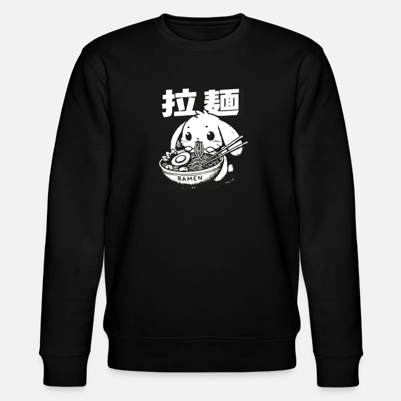 Cute Ramen Bunny Merch - Stanley/Stella CHANGER Unisex Organic Sweatshirt - black