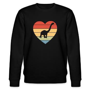 Brontosaurus Dino Geschenk - Stanley/Stella Unisex Bio-Sweatshirt CHANGER  - Schwarz - Vorne - Nik (191cm) & Marisol (170cm)