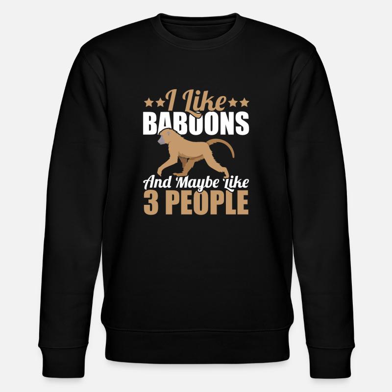 Gift for baboon lover - Stanley/Stella CHANGER Unisex Organic Sweatshirt - black