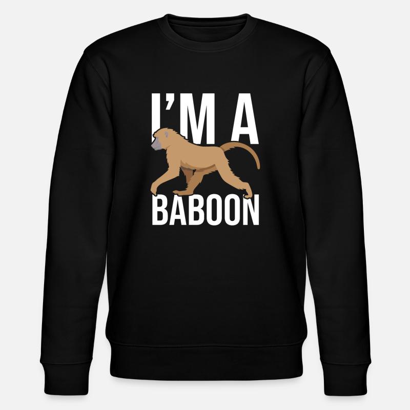 Gift for baboon lover - Stanley/Stella CHANGER Unisex Organic Sweatshirt - black